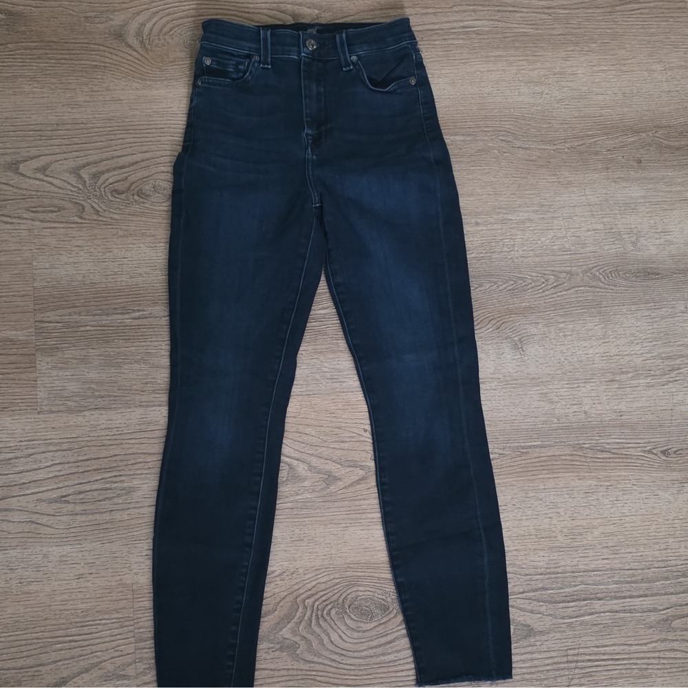 7 For All Mankind Women's High-Rise Skinny Dark Wash Blue Denim Jeans